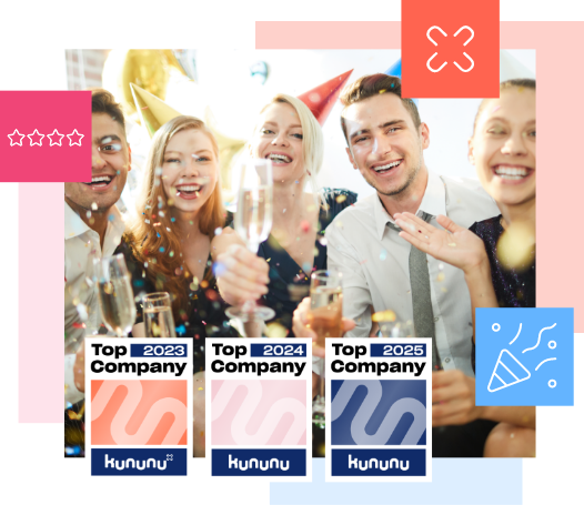 Sechs Kollegen sind gut drauf